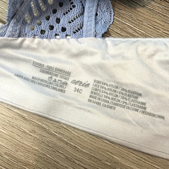 Aerie Sunnie Full Coverage Light Blue Lace Underwire Bra Womens Size 34C - Picture 4 of 6